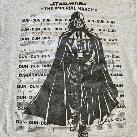 Star Wars Darth Vader Imperial March MAD Engine Soft T-Shirt Graphic Tee Grey M - Picture 3 of 5